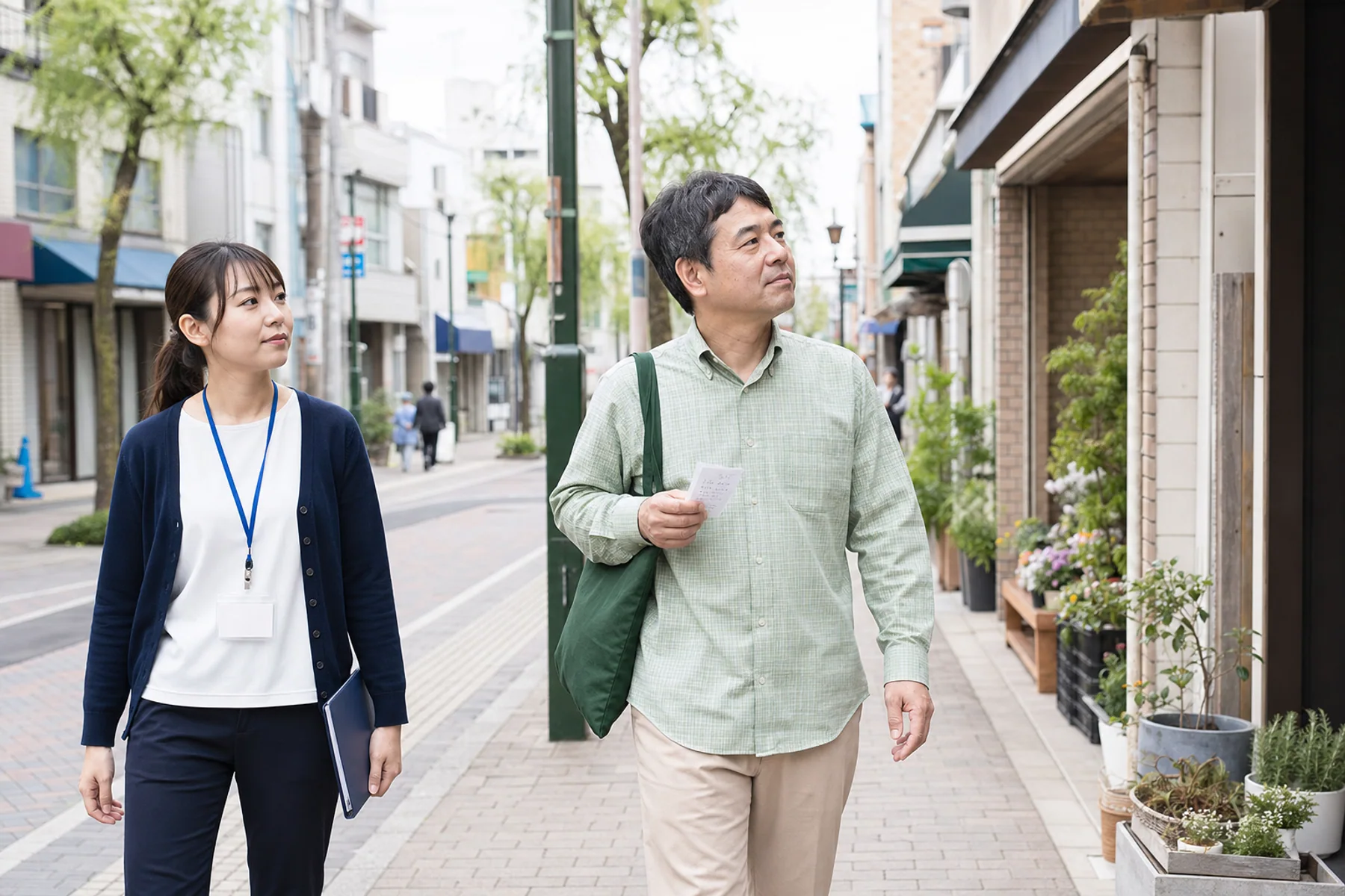 利用者の通院や外出に職員が同行して支える様子